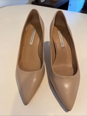 Diane Von Furstenberg Nude Pointed-Toe Leather Pumps